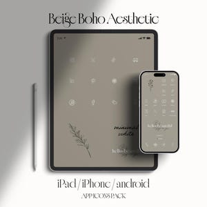 Beige Boho iPad Wallpaper: Cream Tone App Icons, Widgets (Digital Download)
