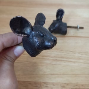 Solid Brass Mouse Knob: Vintage Animal Drawer Pull