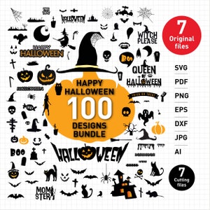 SVG, Pdf, Png, Eps, Dxf, Jpeg, Ai l Halloween SVG bundle Witch Ghost l SVG Instant Download l Cricut, Cutting files l 7 original Files