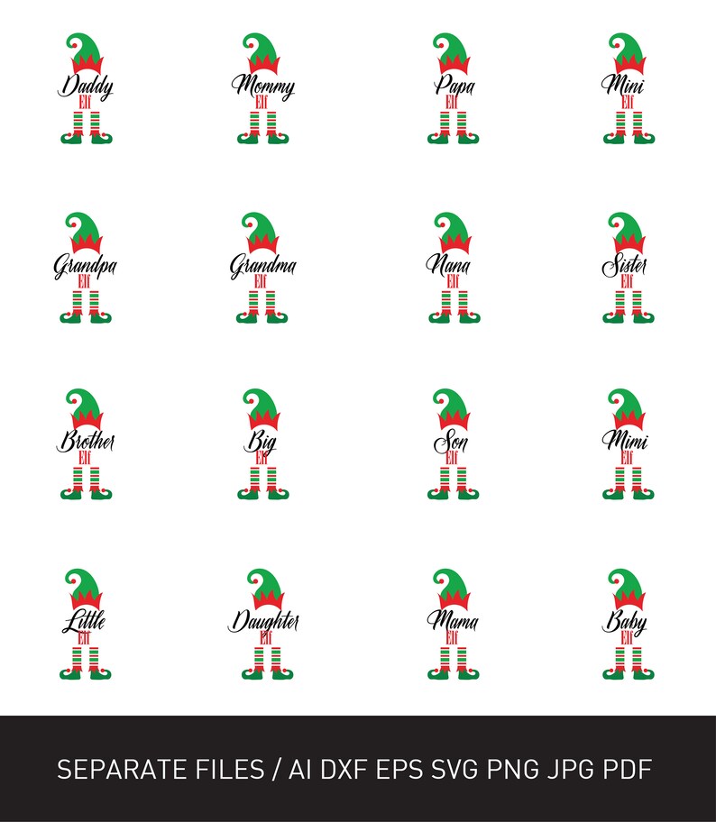Download SVG Pdf Png Eps Dxf Jpeg Ai l Elf family Monogram bundle ...
