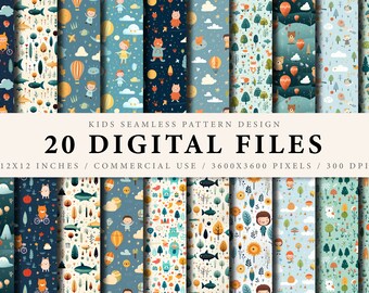 Kids Seamless Patterns bundle | nursery Pattern pack | Baby Patterns | Digital file | Scrapbooking | Wallpaper l seamless files for fabric 3