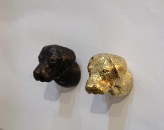 Solid Brass Dog Knob: Vintage Animal Drawer Pull