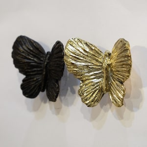 Solid Brass Butterfly Knob: Vintage Animal Drawer Pull