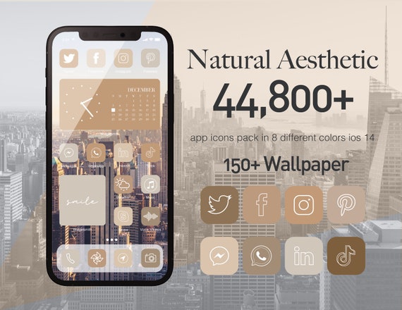 Neutral Aesthetic App Icons & Wallpapers iOS 14 (Digital Download)