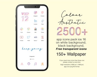 2500+ Colour Aesthetic App Icons, iOS 18, Android (Digital Download)