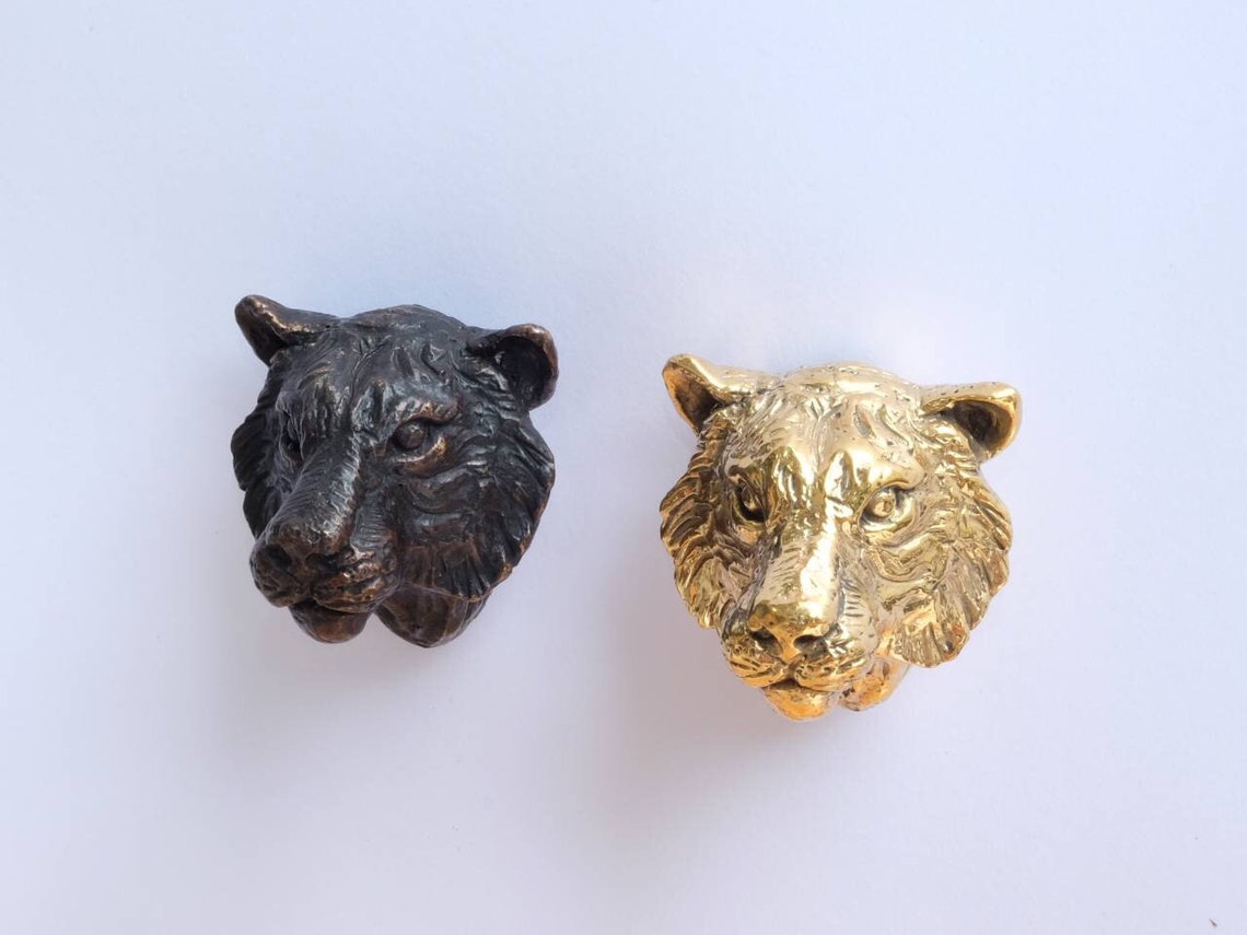 Brass Tiger Knob Animal Knob Door Knob Solid Brass Brass Etsy