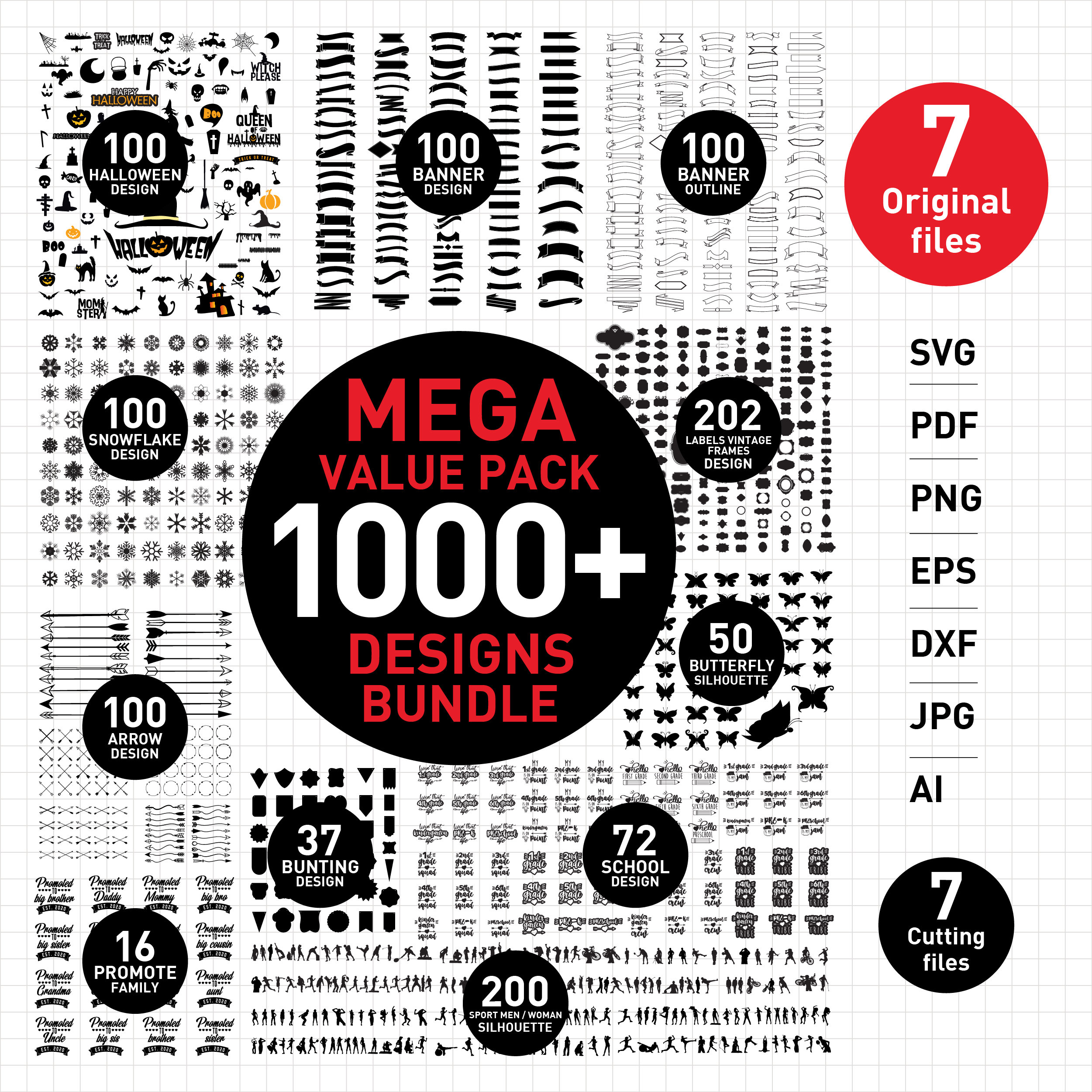 Download Svg Pdf Png Eps Dxf Jpeg Ai L Mega Value Pack 1000 Etsy