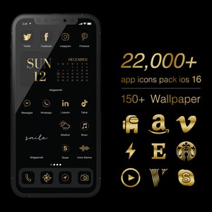 Gold Aesthetic App-pictogrammenpakket voor IOS 18 l Android l 150+ wallpaper l Widget l 22.000+ app-iconenpakket