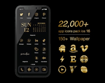 Gold Aesthetic App icons Pack for IOS 14 IOS 15 IOS 16 l Android l 150+ wallpaper l Widget l 22,000+ App icons Pack