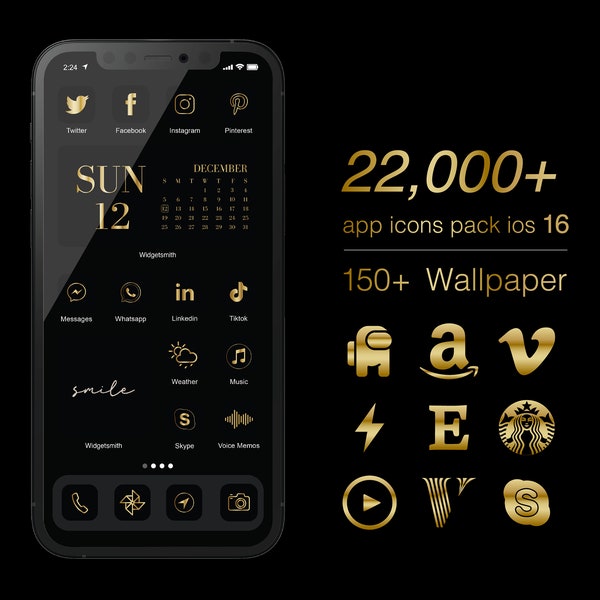 Gold Aesthetic App Icons Pack für IOS 14 IOS 15 IOS 16 l Android l 150+ Wallpaper l Widget l 22.000+ App Icons Pack