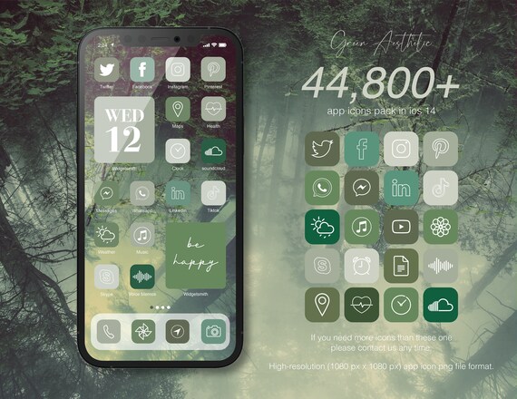 Sage Green Neutral Aesthetic App Icons Pack For Ios 14 Ios 15 Etsy