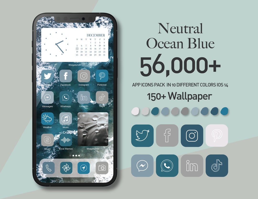 Ocean Blue App Icons: 56000+ Neutral Ios 14 Icons, Wallpaper & Widgets ...