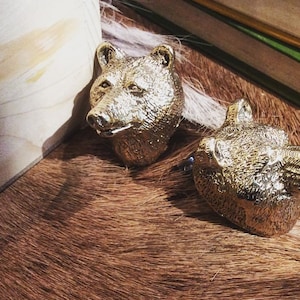 Solid Brass Wolf Knob: Animal Drawer Pull, Vintage Door Knob