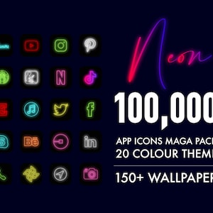 100,000+ Neon app icon l Growing icons l App icons Mega Pack for IOS 14 l 150+ Wallpaper l Widgetsmith l icons theme