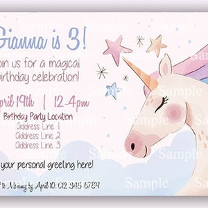 Unicorn Birthday Party Invitation - Instant Download - Personalize Online Free - Pastel Unicorn Party