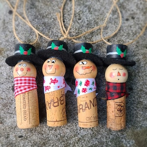 Upcycled Cork Snowman Christmas Ornaments ***FREE SHIPPING***