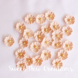 fondant flowers small 1.5" mini edible flowers cream gold vintage flower cake pop decorations fondant topper flower cupcake toppers wedding