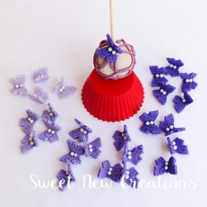 butterfly cake pops decorations toppers 24pcs 1&quot; mini cupcake toppers 3D butterflies cup cake  toppers edible cake pops fondant toppers