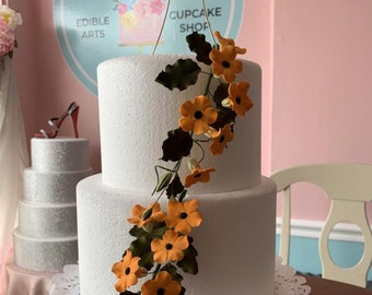 ORANGE GUMPASTE 12 Medium Blossoms Cake Topper and Cupcake Decorations