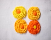 edible flowers, 12pcs 1.75 quot marigold fondant flowers Hawaiian fiesta Luau cupcake toppers flower cake pop decorations wedding orange yellow
