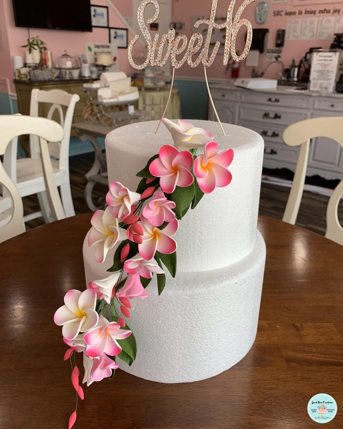 Frangipani Spray Pink Gum Paste Sugar Flowers Filler Cascade Etsy