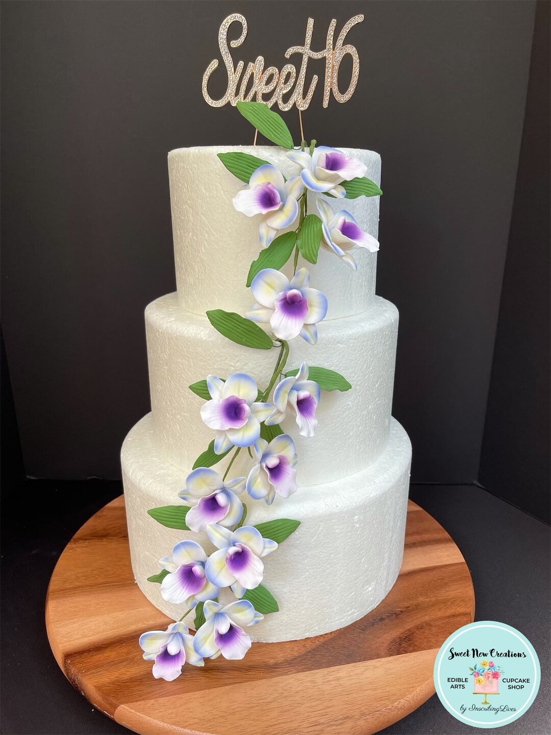 Purple Orchid Spray Gum Paste Flowers Filler Cascade Wedding Cake