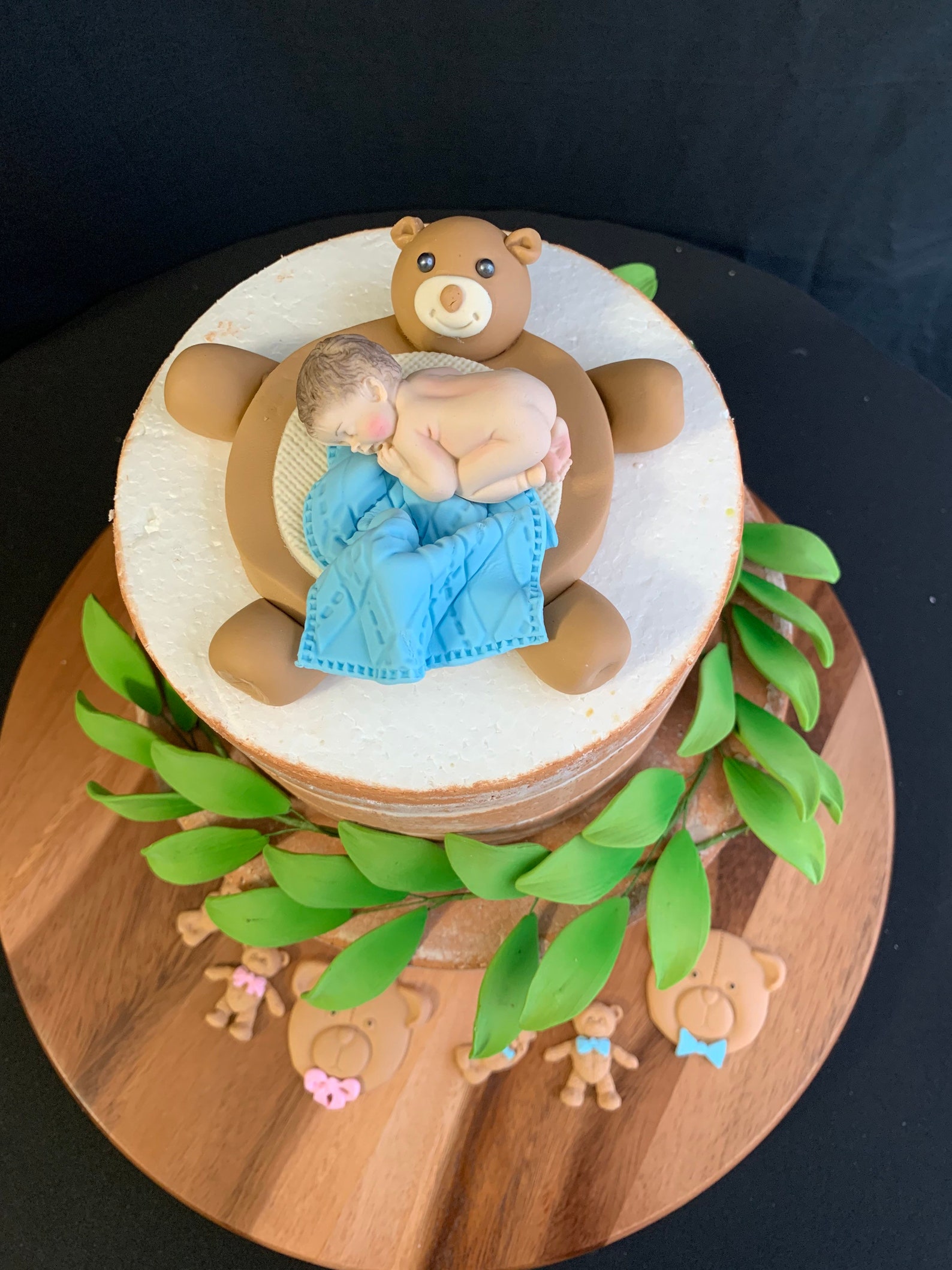Teddy Bear Baby Shower Cake Topper Edible Fondant Woodland Etsy Ireland