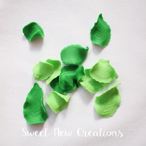 fondant Leaves green ombre edible leaves cupcake toppers cake pops decorations fondant cake covering SweetNewCreations
