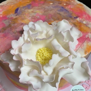 Wild flower fondant large white Peony hibiscus inspired rustic edible topper vintage wedding cake topper sugar flower decorations