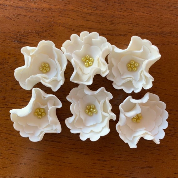 White Gold Edible Flowers 1 5 Mini Teal Fondant Flowers Etsy