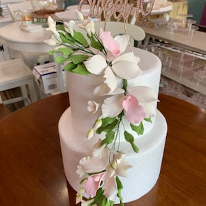 gumpaste flowers for wedding cakes/ pink orchid flowers/ gumpaste flowers for cake/ orchid flowers/ Orchid Wedding Cake Decorations