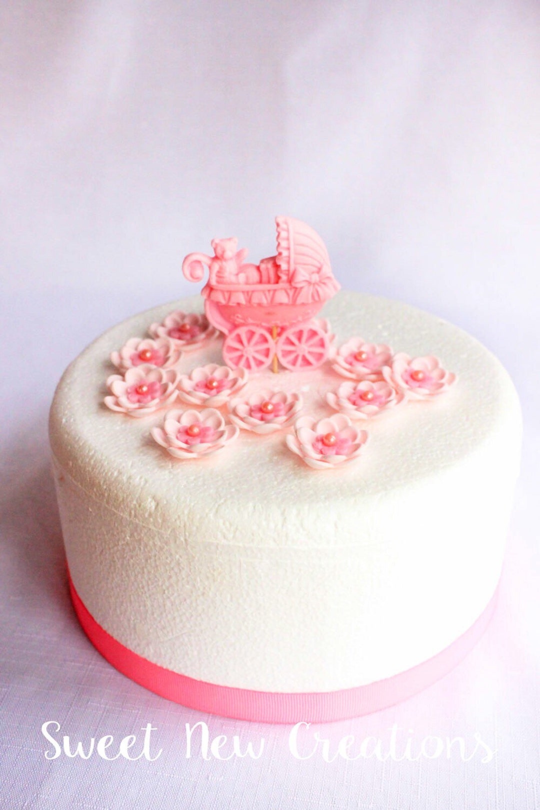 Baby Stroller Cake Topper Baby Shower Cake Topper Girl Fondant Stroller ...