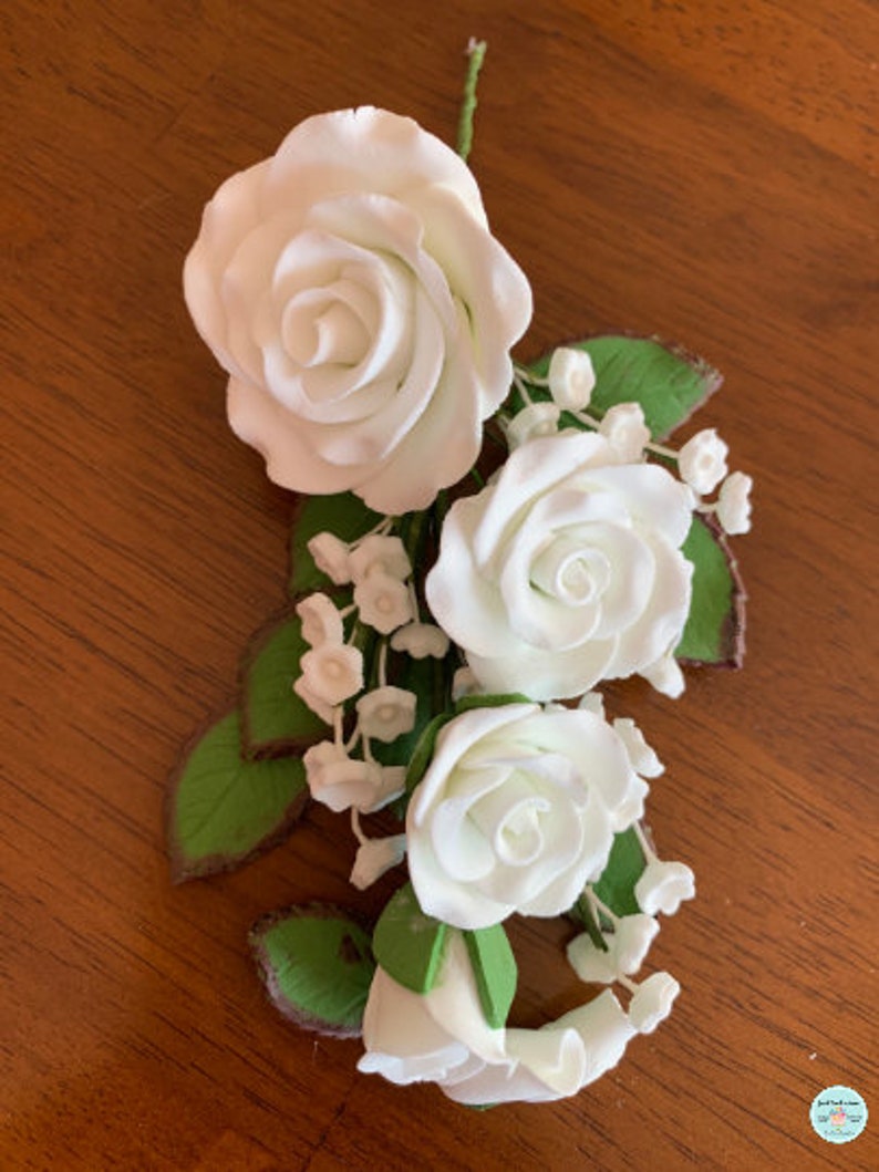 Large Rose Spray Gum Paste Flowers Babys Breath Bunch Filler Etsy