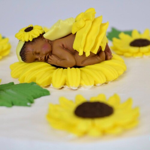 Sunflower Baby Shower Cake Topper Yellow Fairy Butterfly Baby Etsy