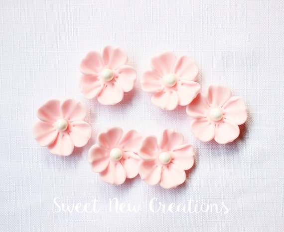 Pink Cake Pop Decorations 1 5 Fondant Flowers Vintage Etsy