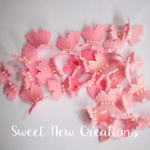 pink butterfly cake topper 24pcs 3D butterflies cupcake topper edible fondant butterfly cupcake toppers fondant topper by SweetNewCreations