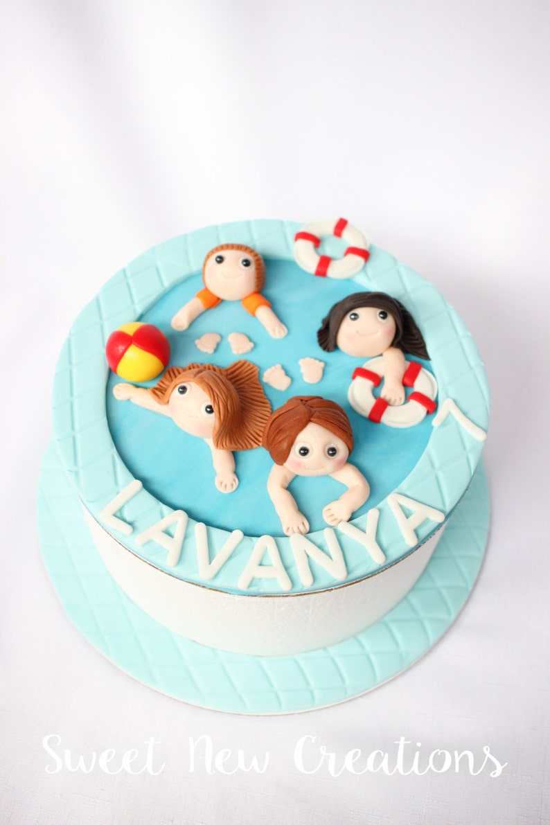 Swimming Pool Cake Topper Pool Party Cake Topper Swimming Etsy