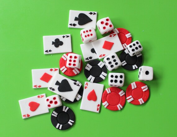 Casino Cupcake Toppers 24pcs Edible Casino Fondant Cake Topper Etsy