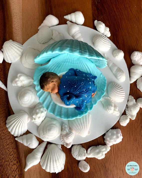 Sea shell baby shower cake topper baby in a clam shell under Etsy
