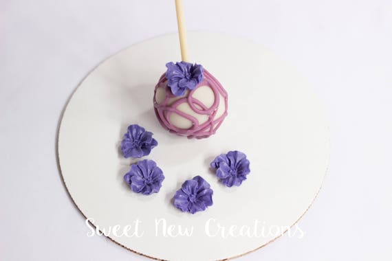 Cake Pops Decorations Fondant Flowers Purple Cake Decorations Etsy
