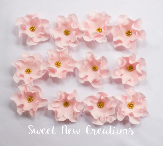 Edible Flowers 2 5 Vintage Soft Pink Fondant Flowers Etsy