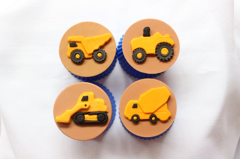 Construction cupcake toppers 12pcs 2.5 edible trucks Etsy