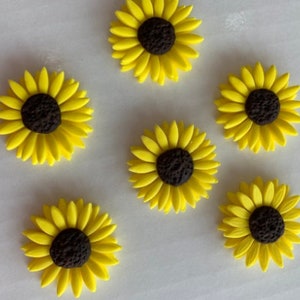 sunflower yellow edible fondant flower small 1.5&quot; cupcake cake topper decorations favors Hawaiian cinco de mayo fiesta quinceneara