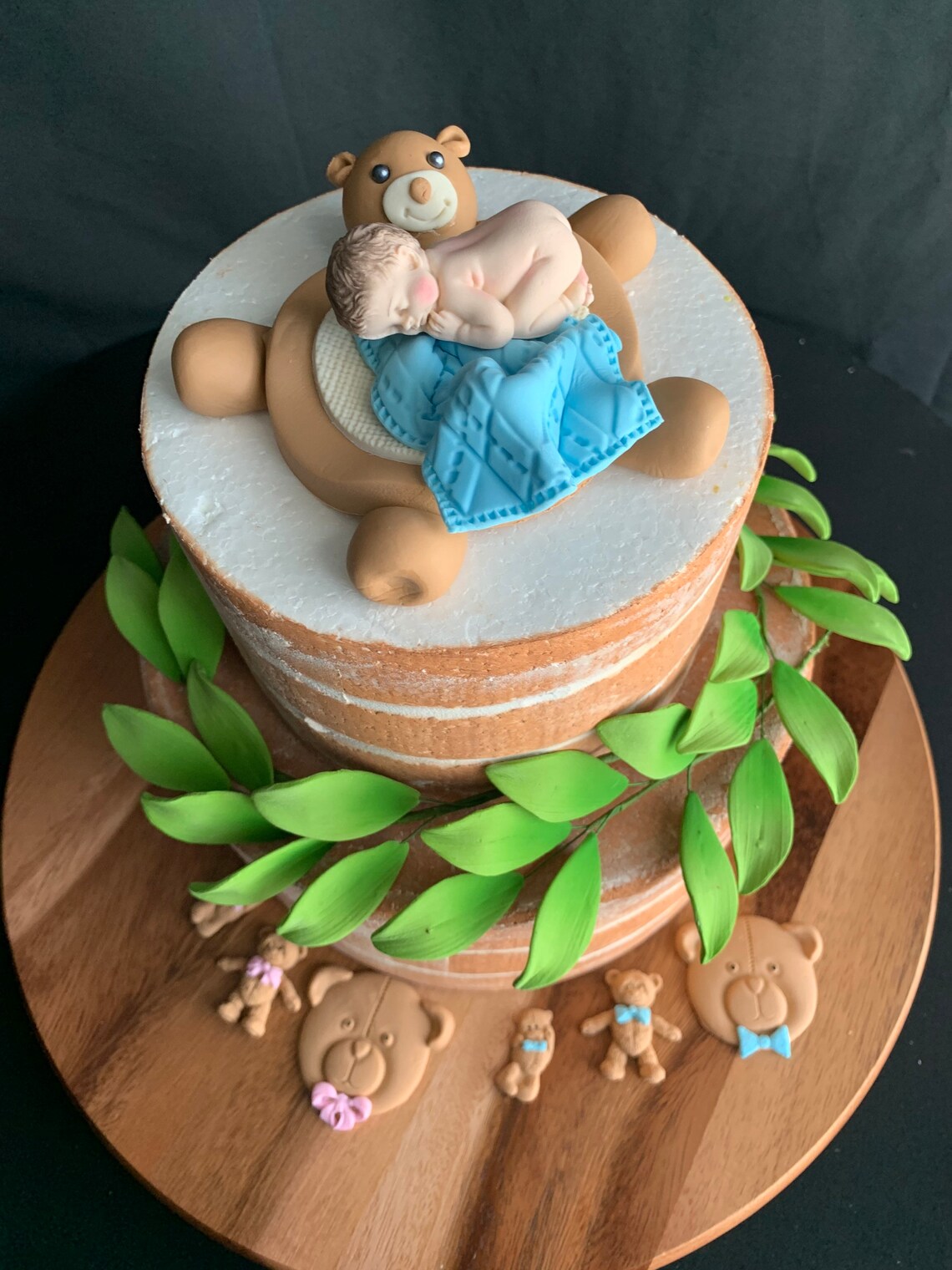 Teddy Bear Baby Shower Cake Topper Edible Fondant Woodland Etsy Ireland