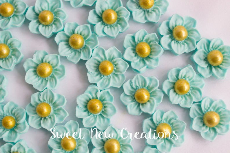 Mini Fondant Flowers Cake Pops Decorations Edible Party Favors Etsy