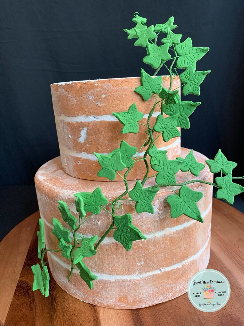Rustic Naked Ivy Vine Cake Decorations Wedding, Baby Shower Edible Fondant Leaves Leaf Spray