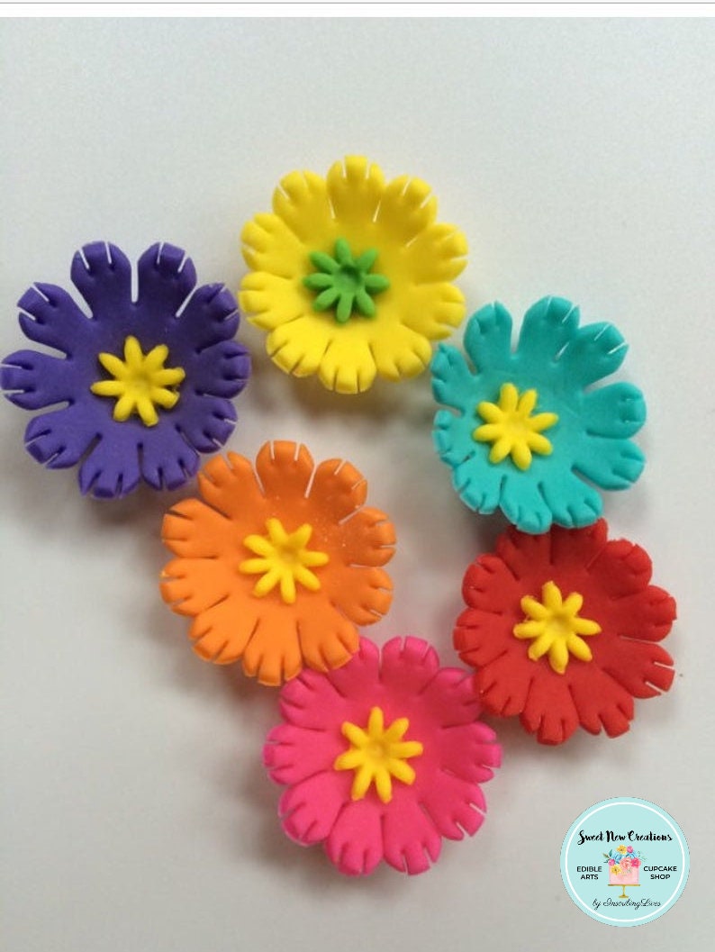 Mini Edible Fondant Flowers for Cake Pops Small Hawaiian Etsy