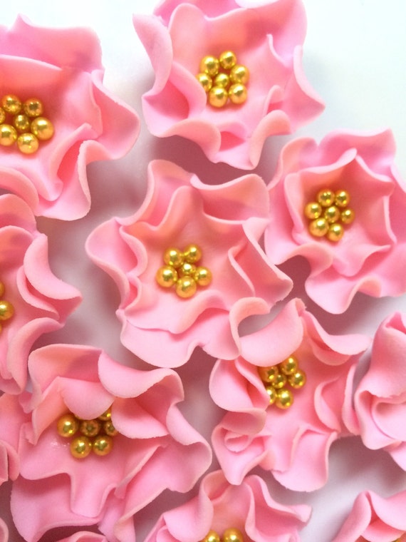 Edible Flowers 1 5 Mini Vintage Pink Fondant Flowers Etsy