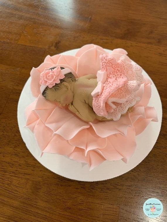 Blush Pink Baby Shower Cake Topper Girl Sleeping Baby On Etsy New Zealand