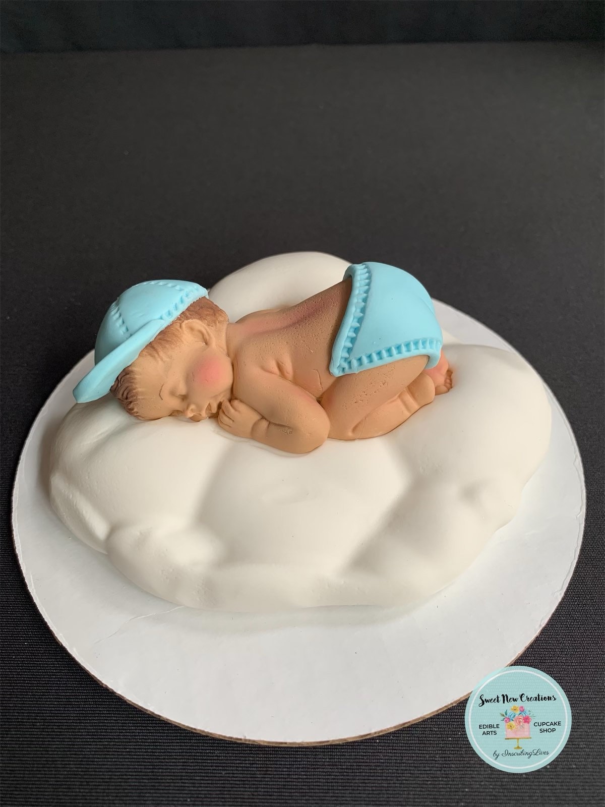 Sleeping baby boy cake topper hot sale